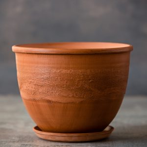 Clay flower pot with underplate “BASIL” 21-1-3 (H10×ø14 cm.)