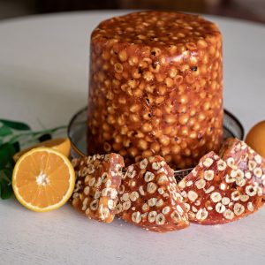 (Luxury) Apelsinų skonio Lukumas su lazdyno riešutais (200 gr.)